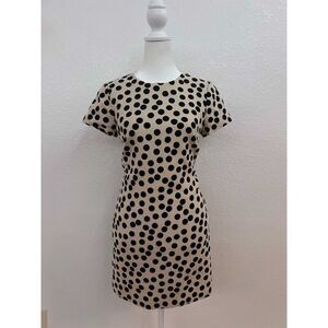 J.Crew Polka Dot Sheath Dress Size 2 Cream Black Pocket Mini Dress